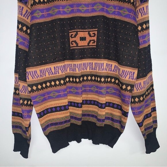 Meister Vintage Sweater Men's Size Extra Large XL‎ Black Purple Wool Knit Jumper - Picture 4 of 8